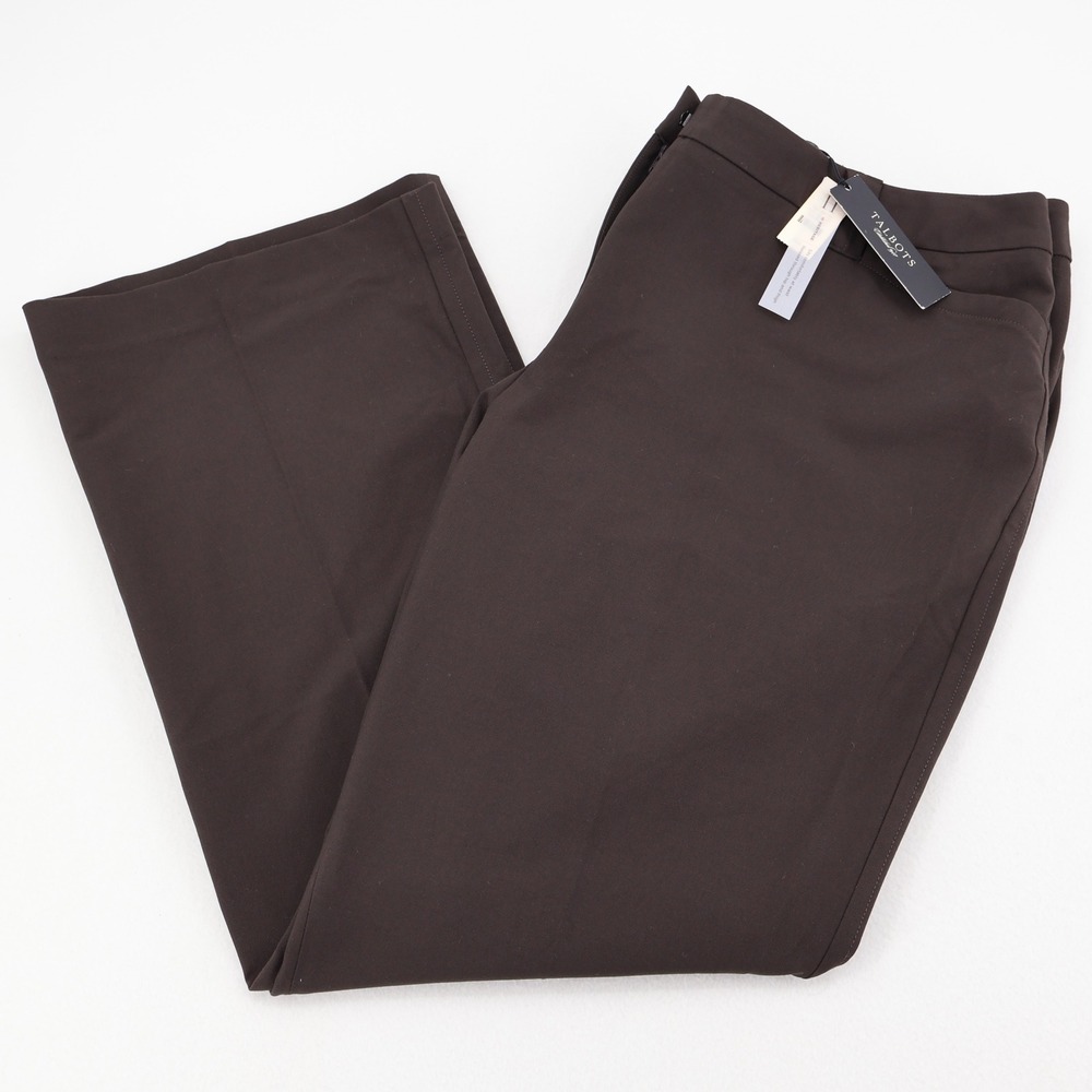 Talbots Heritage Dress Pants Woman 18W Brown Relaxed Hip Thigh NWT